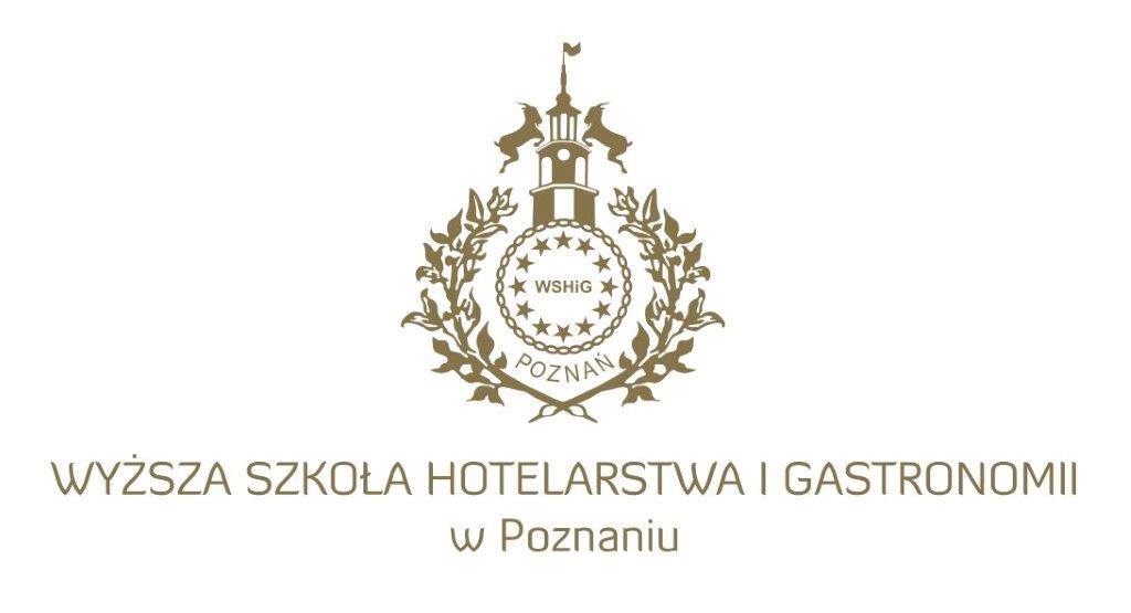 Logo Wyższej Szkoły Hotelarstwa i Gastronomii w Poznaniu w kolorze złotym